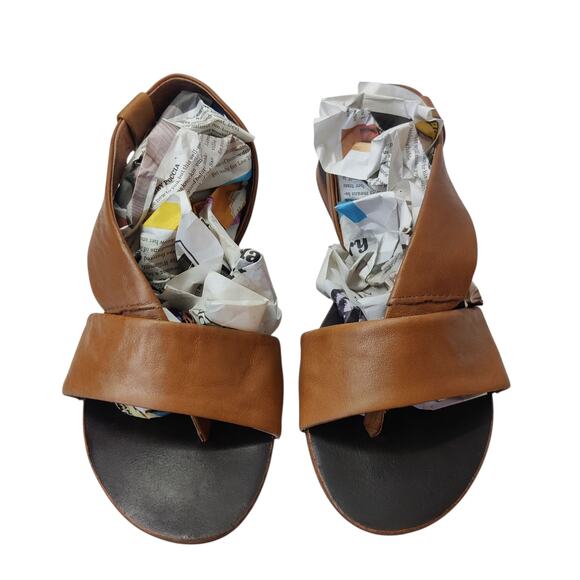 Free People Under Wraps Soft Brown Leather Strappy Slingback Flat Sandals 8 - Picture 6 of 15